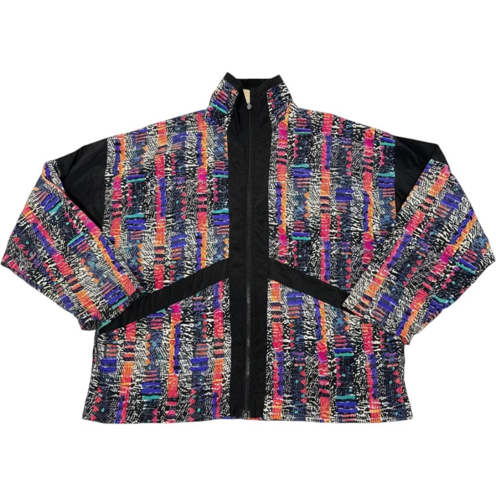 Aero Dynamics Vintage 80s 90s Abstract Neon Full Zip Windbreaker Jacket XL